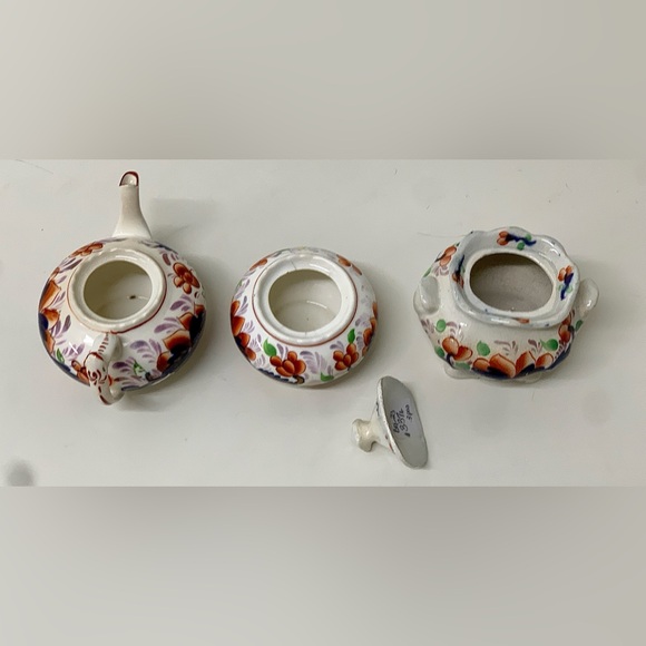 Antique Gaudy Welsh Grape Pattern Child’s Miniature Tea Set Pieces - Picture 7 of 16